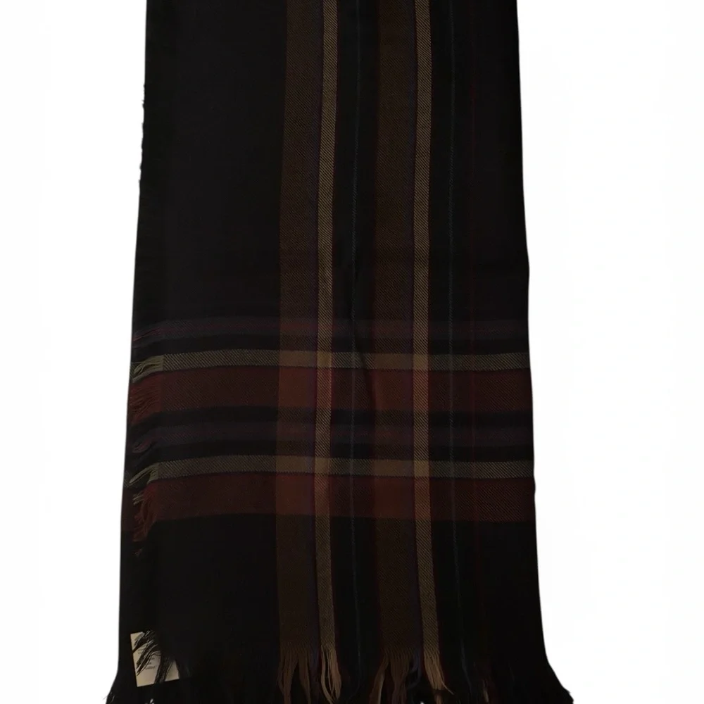 JOHN HANLY & Co Ireland Pure New Wool Shawl Scarf Plaid Purple Red Grey 54 x 54